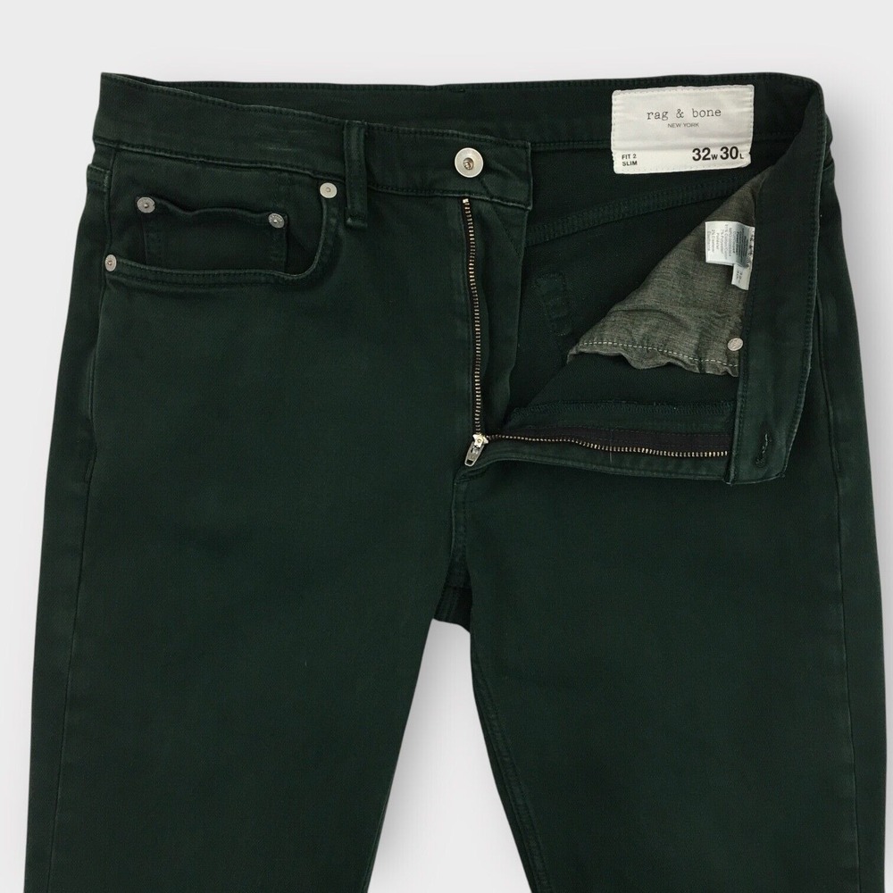 Rag & Bone Jeans Men's Size 32x30 Forrest Green Fit 2 Slim Pants Stretch